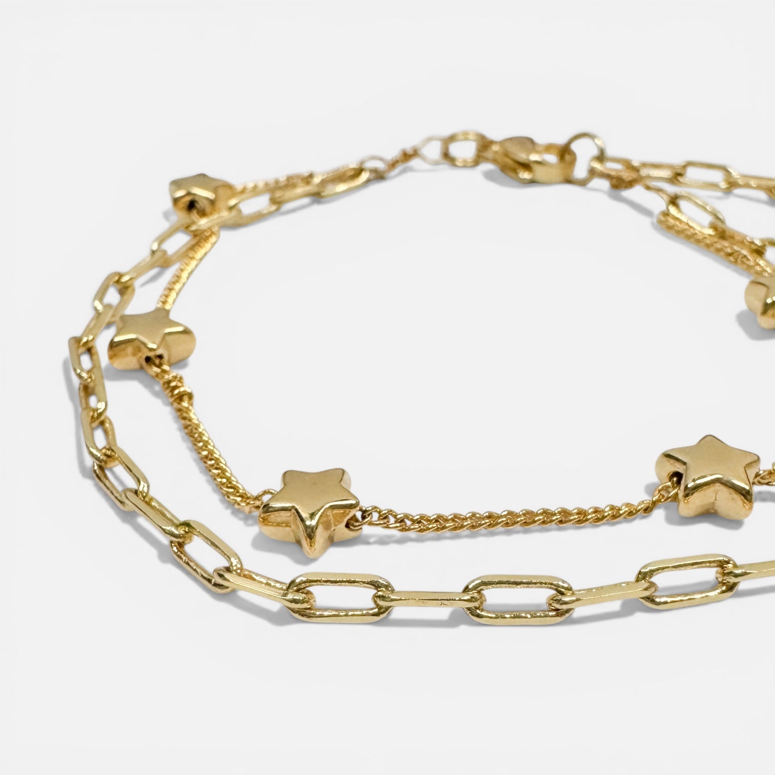 Double Chain Gold Star Bracelet