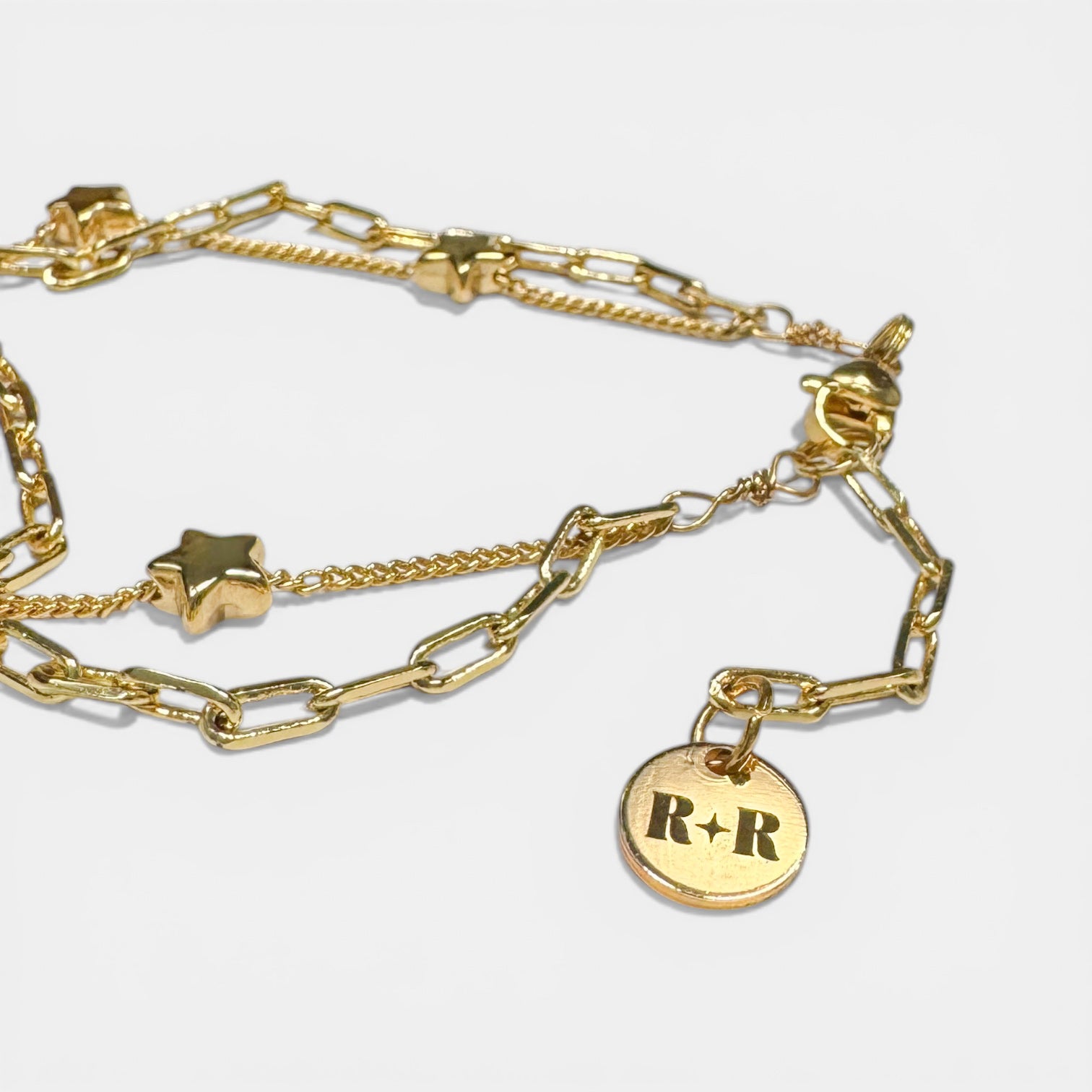 Double Chain Gold Star Bracelet