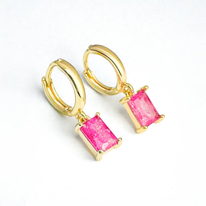 Emily Pink Gemstone Hoop Earrings
