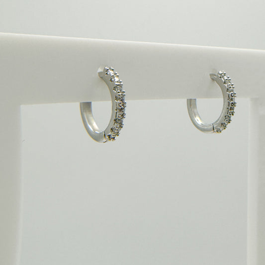 Camila Small CZ Silver Huggie Earrings | Clear | Rainbow Clear Hoop Earrings Razzle and Rose