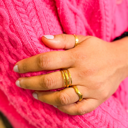 Eva Triple Band Gold Ring | Adjustable - Razzle and Rose Jewellery
