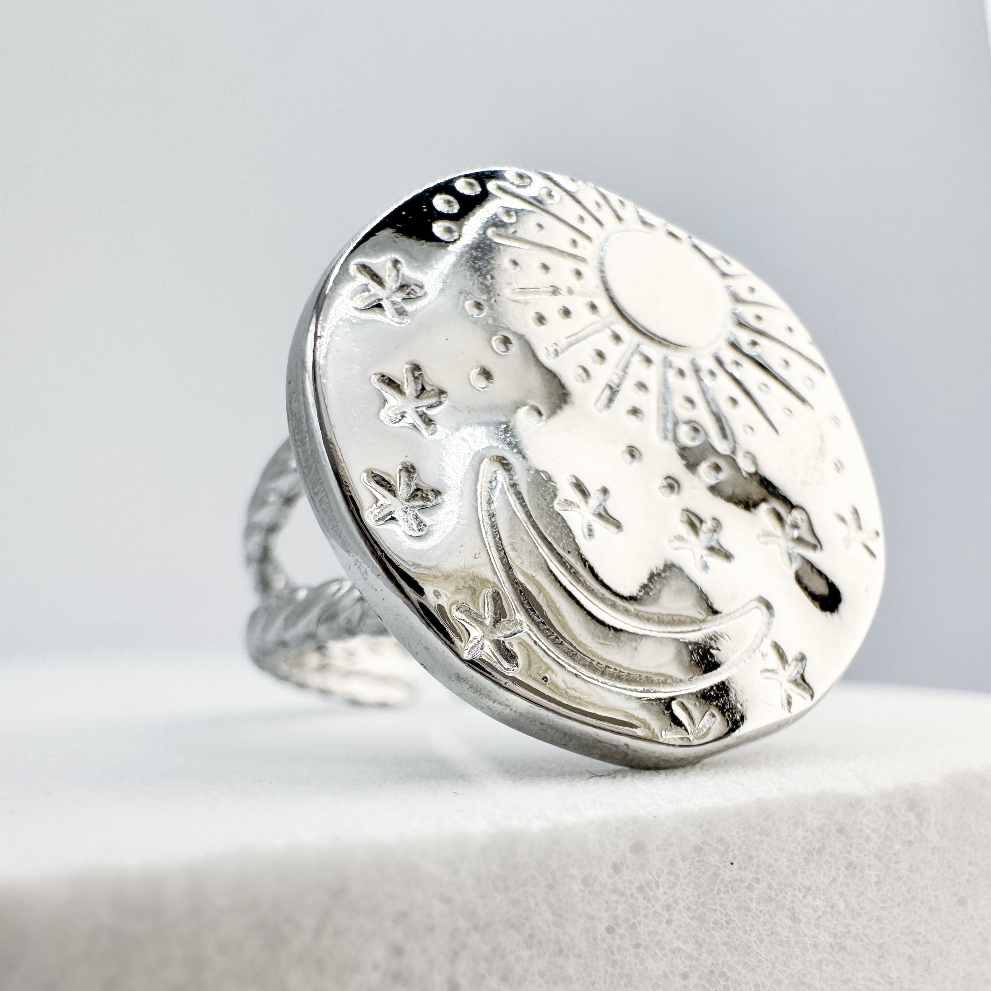 Luna Silver Sun, Moon and Stars Ring | Adjustable