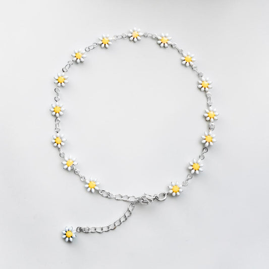The Flora Silver Jewellery Bundle | Daisy Chain Necklace, Bracelet, Anklet + Earrings
