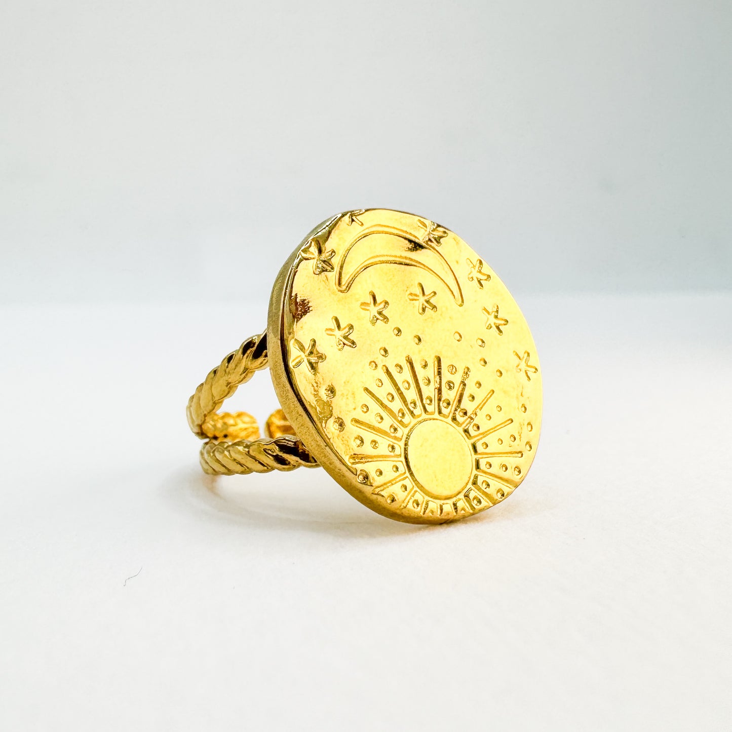 Luna Gold Sun, Moon and Stars Ring | Adjustable