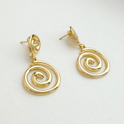 Rhodes Gold Spiral Earrings