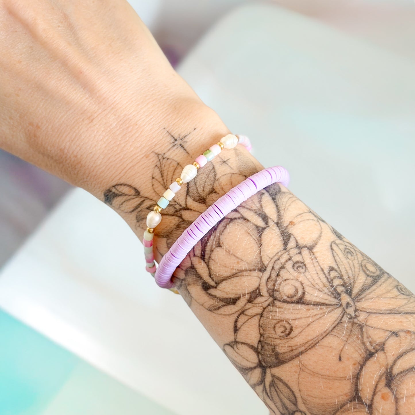Belize Pastel Shell Pearl Beaded Bracelet
