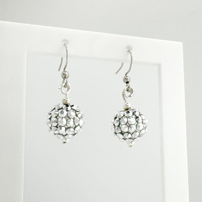 Roxie Silver Disco Ball Statement Drop Earrings - Razzle and Rose Jewellery