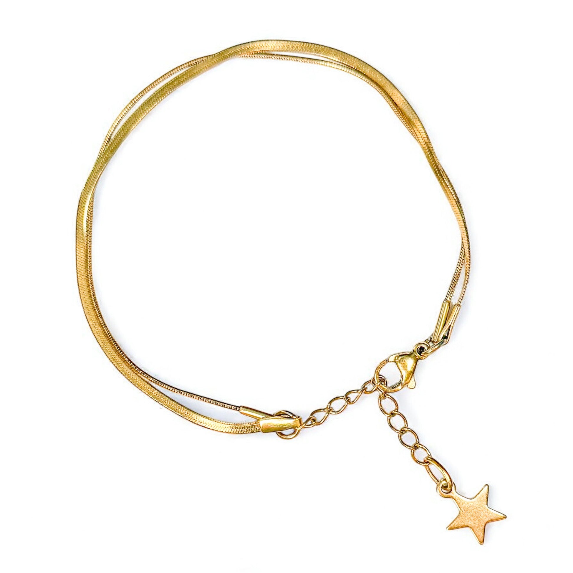 Elara Gold Double Snake Chain Stacked Effect Bracelet