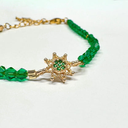 Emerald Green Crystal Bracelet with Gemstones