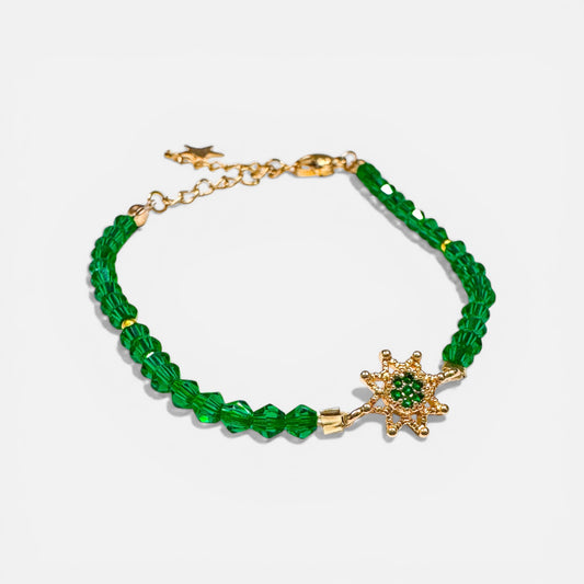 Emerald Green Crystal Bracelet with Gemstones