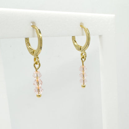 Emilia Gold Crystal Bead Small Hoop Earrings | Cornflower | Hot Pink | Rose | Aqua | White | Emerald Green
