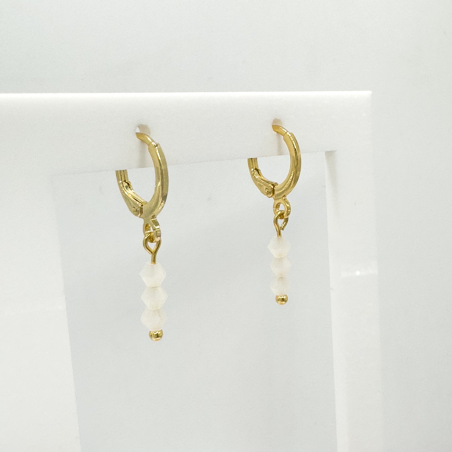 Emilia Gold Crystal Bead Small Hoop Earrings | Cornflower | Hot Pink | Rose | Aqua | White | Emerald Green
