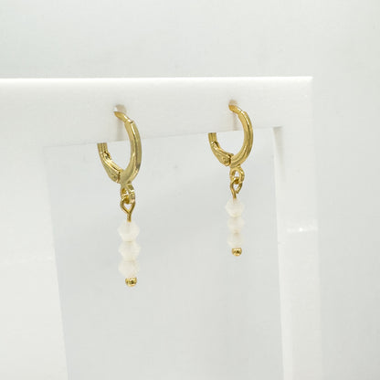 Emilia Gold Crystal Bead Small Hoop Earrings | Cornflower | Hot Pink | Rose | Aqua | White | Emerald Green