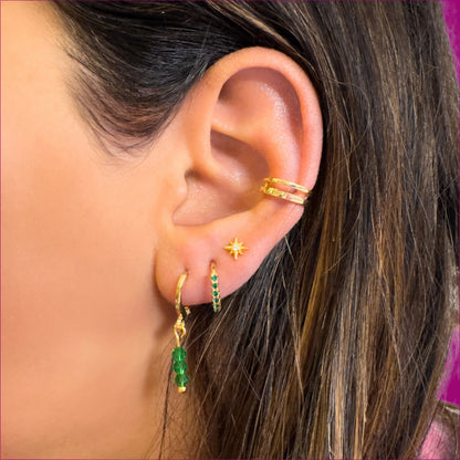 Emilia Gold Crystal Bead Small Hoop Earrings | Cornflower | Hot Pink | Rose | Aqua | White | Emerald Green
