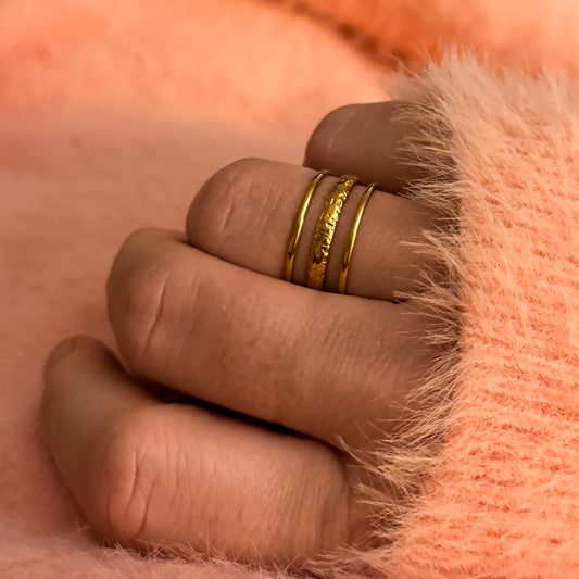 Eva Triple Band Gold Ring | Adjustable