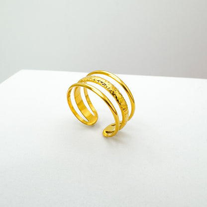 Eva Triple Band Gold Ring | Adjustable