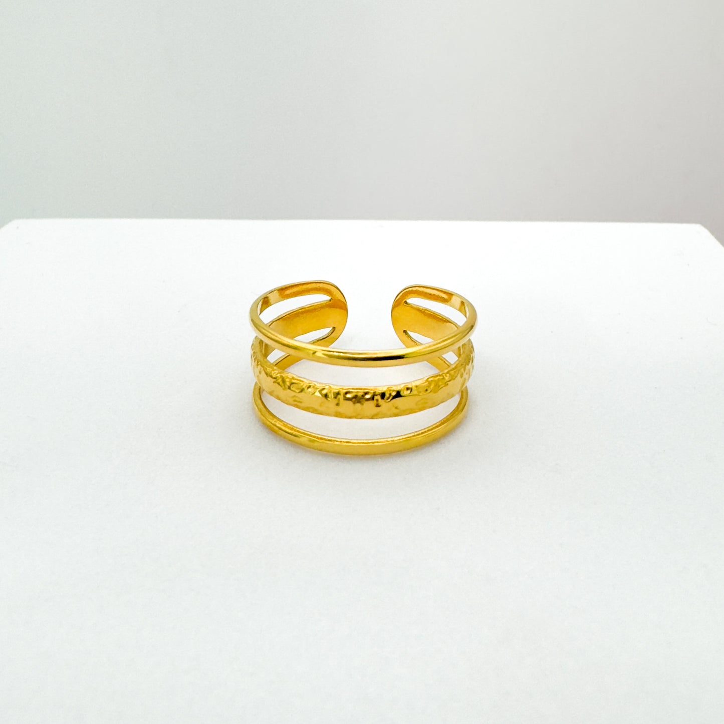 Eva Triple Band Gold Ring | Adjustable