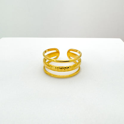 Eva Triple Band Gold Ring | Adjustable