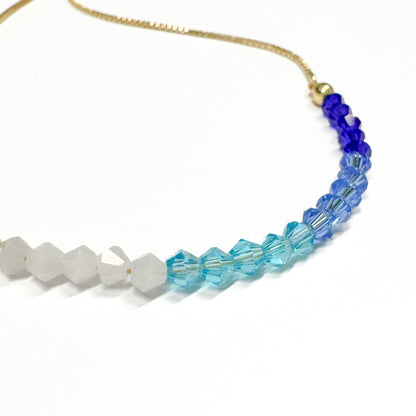 Blue and Gold Crystal Beaded Bracelet | Adjustable