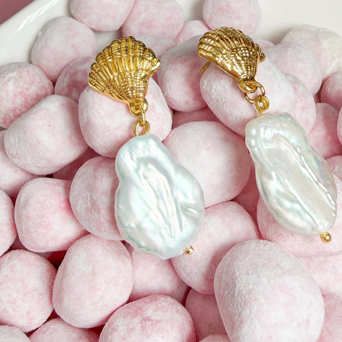 Portofino Chunky Pearl Shell Statement Earrings