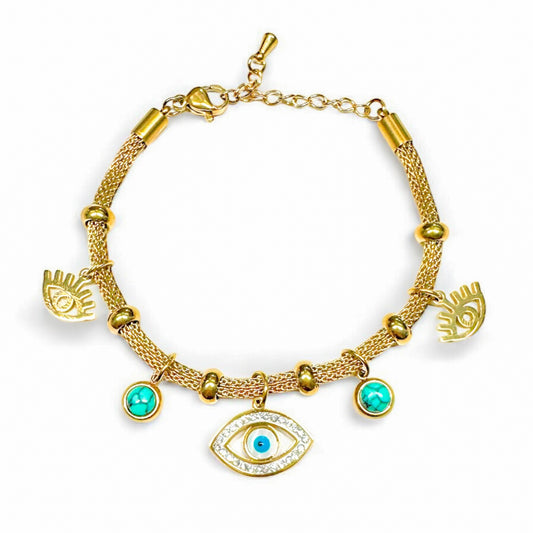 Lucia Gold Evil Eye Charm Bracelet