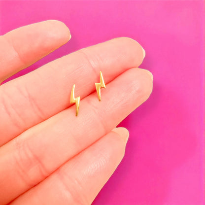 Ali Lightning Bolt Gold Stud Earrings - Razzle and Rose Jewellery