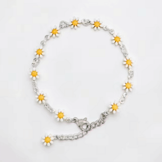 The Flora Silver Jewellery Bundle | Daisy Chain Necklace, Bracelet, Anklet + Earrings