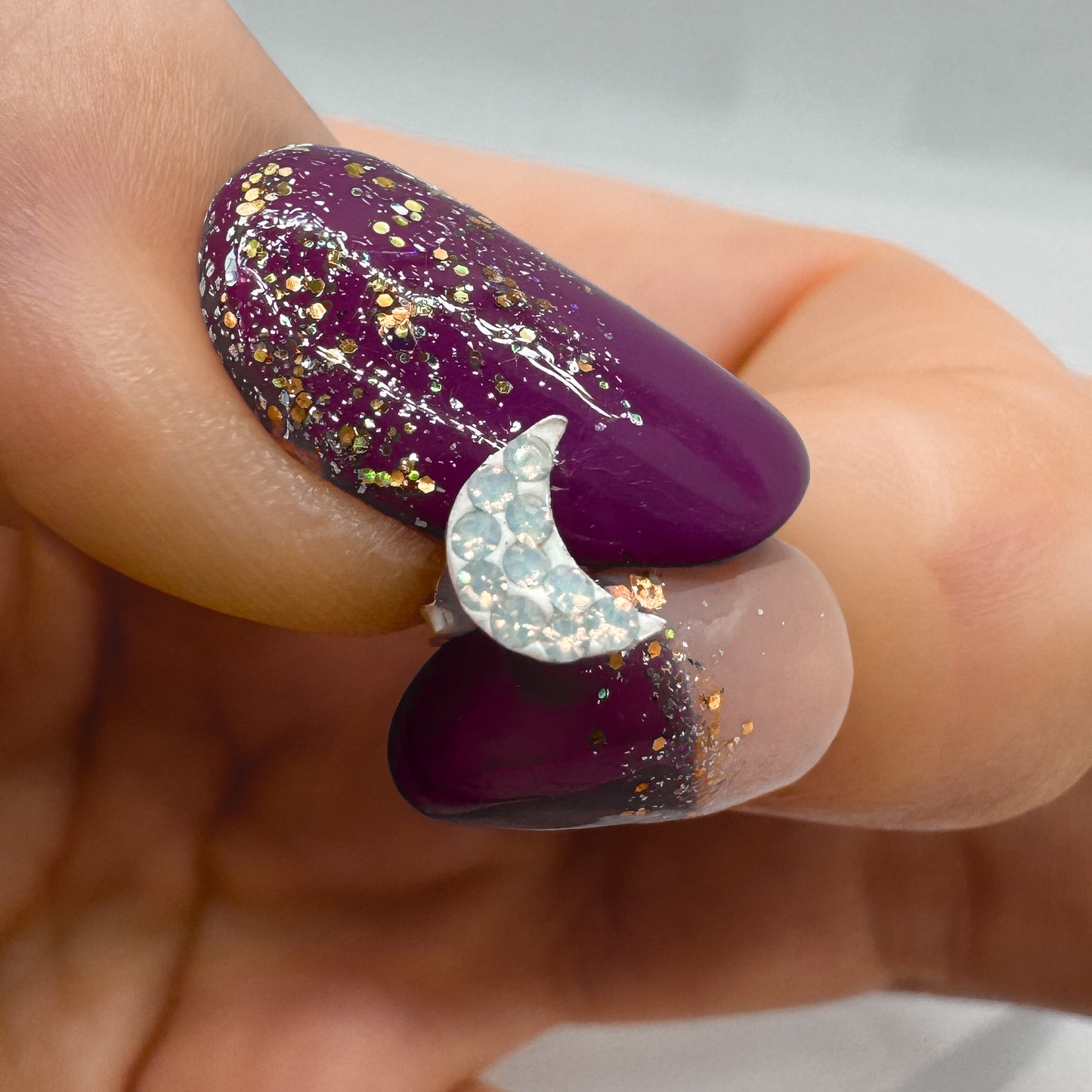 Lina Opal Crescent Moon Stud Earrings