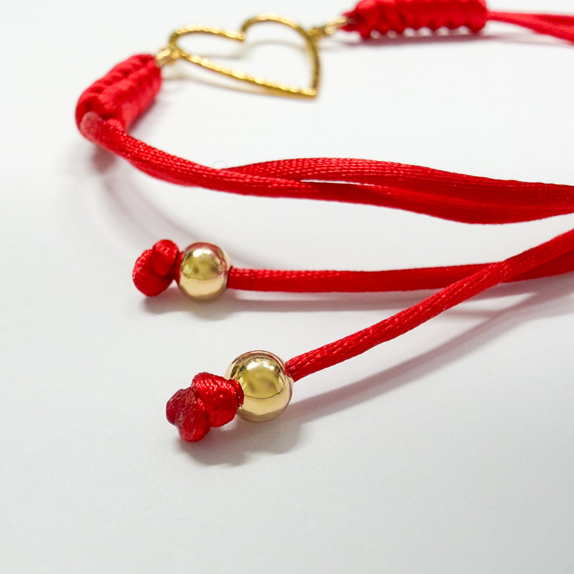 Palma Red Cord Slider Bracelet with Gold Heart
