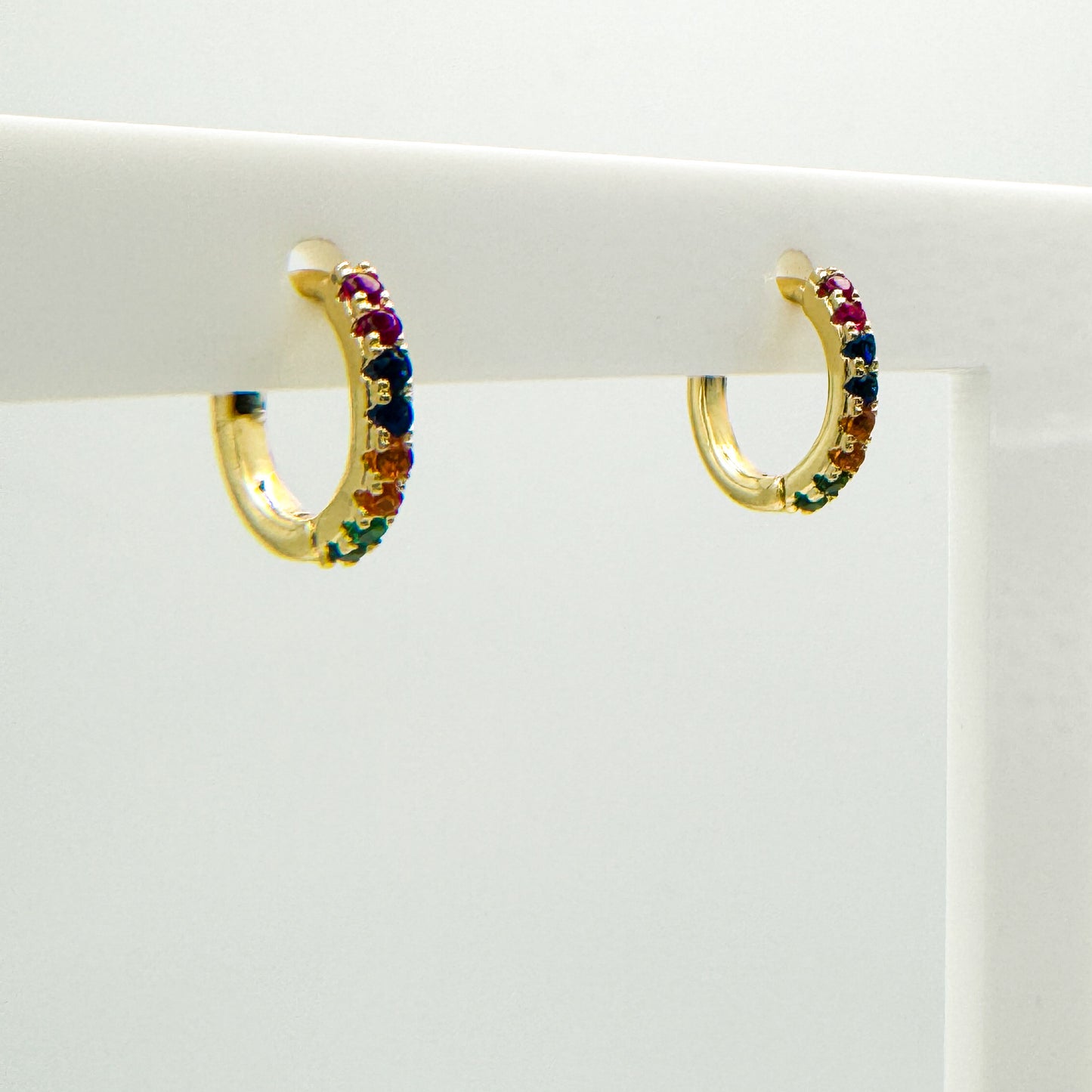 Camila Small CZ Gold Huggie Earrings | Clear | Magenta | Rainbow | Emerald Green Multi Hoop Earrings Razzle and Rose