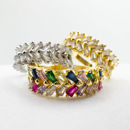 Gaia Silver Gemstone Ring | Clear | Adjustable - Razzle and Rose Jewellery