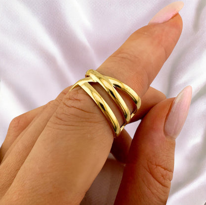 Lyra Gold Twisted Effect Ring | Adjustable - Razzle and Rose Jewellery