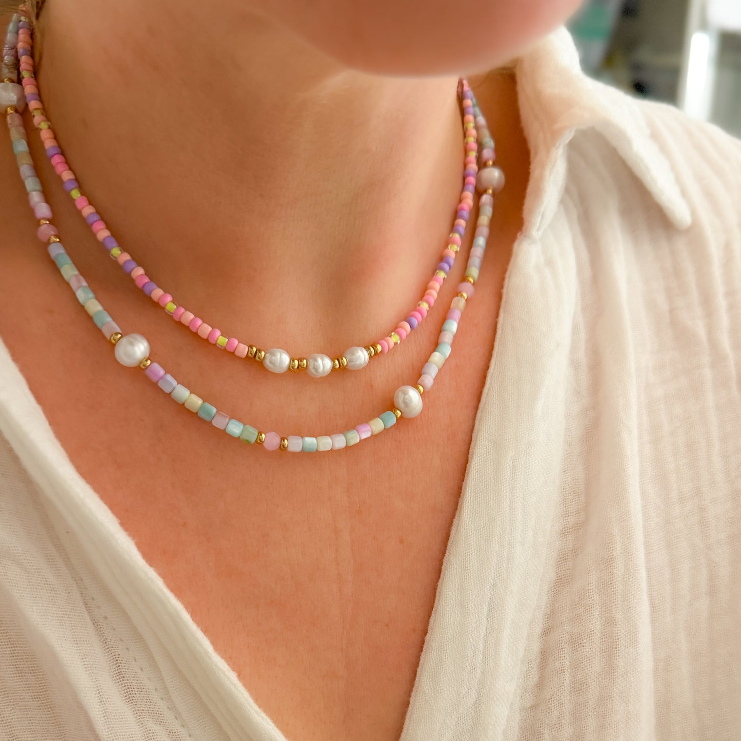 Fiji Pearl Pastel Beaded Necklace
