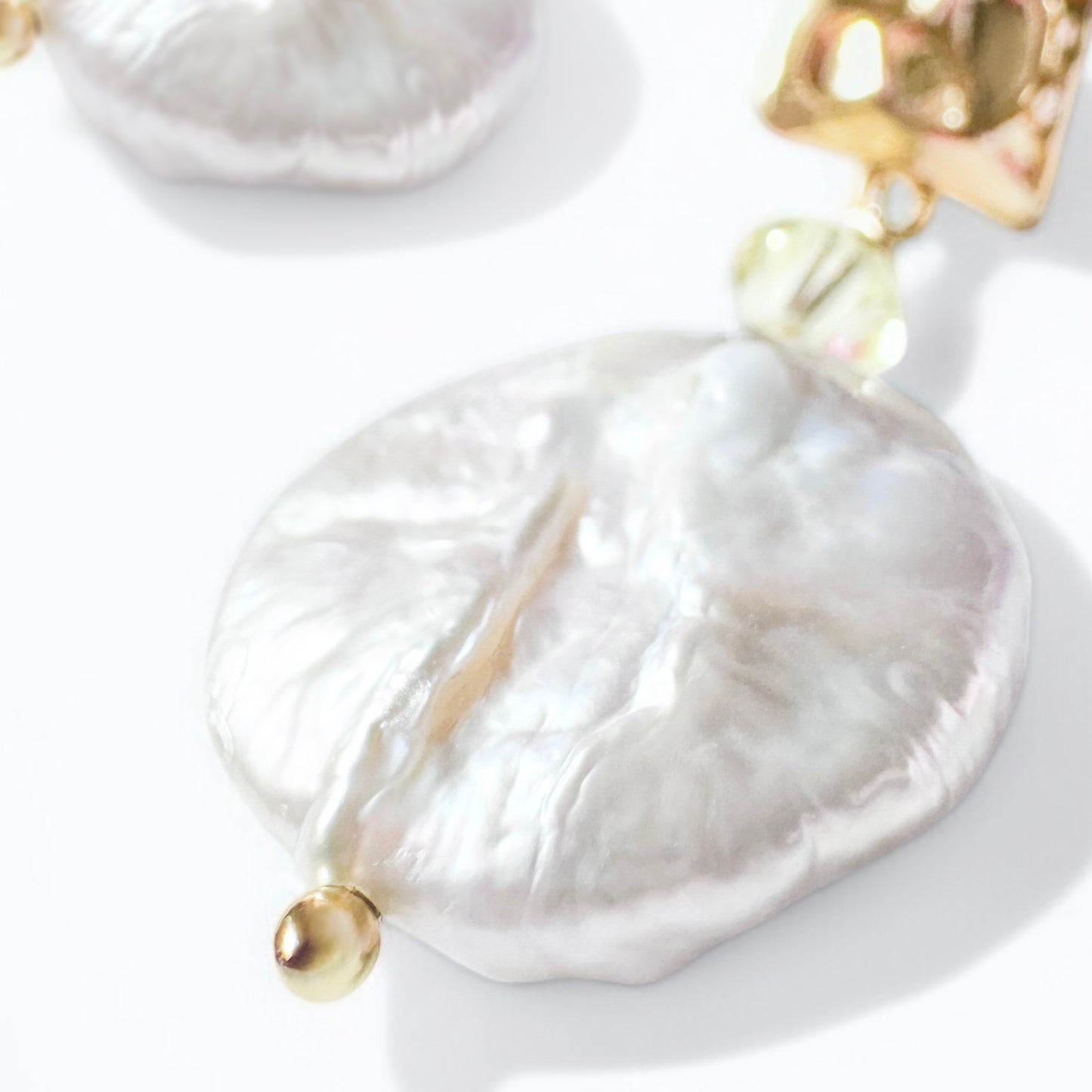 Francesca Gold Pearl Statement Earrings with Swarovski Crystals