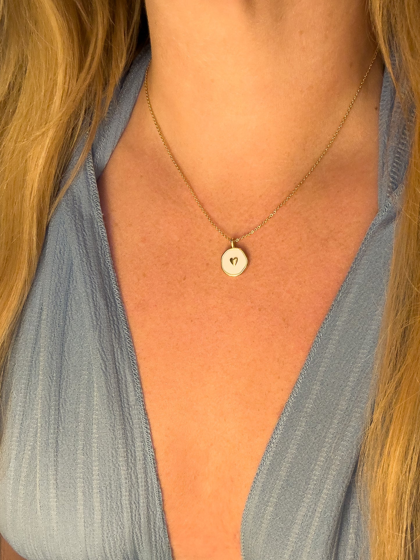 Freya Gold Reversible Pendant Necklace | White