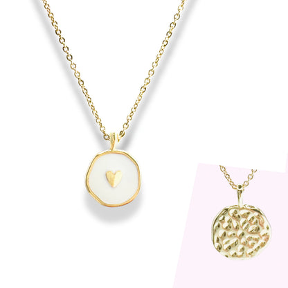 Freya Gold Reversible Pendant Necklace | White