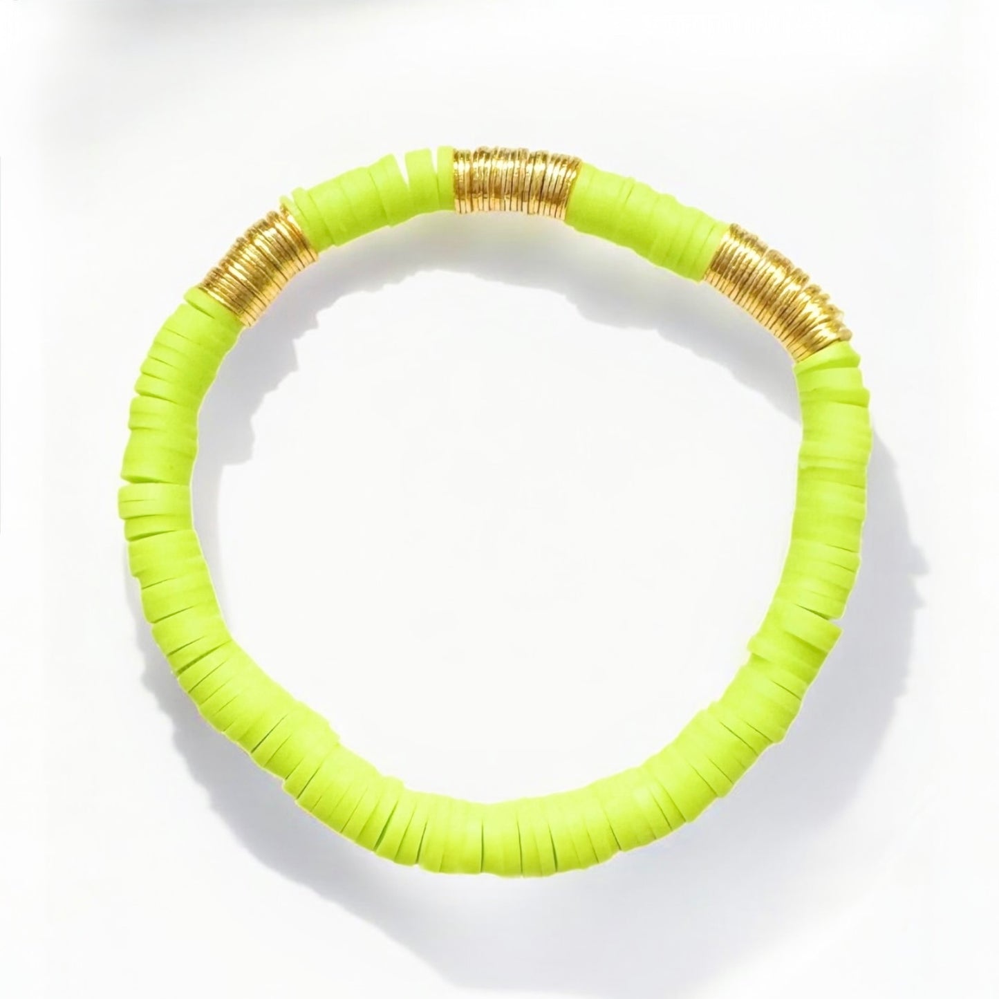 Miami Lime Heishi Clay Bead Bracelet