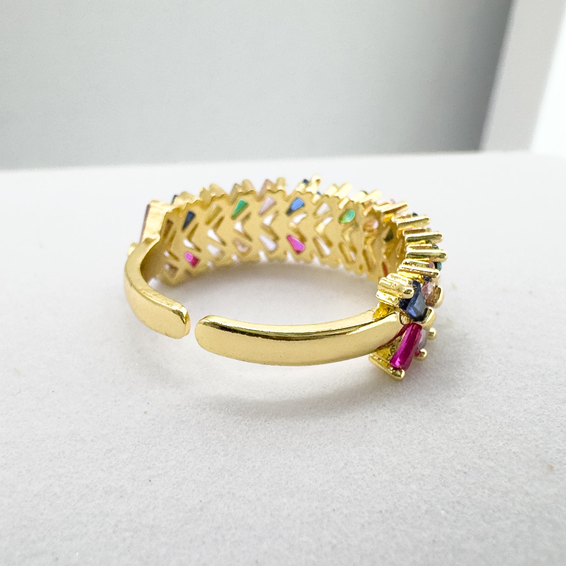 Gaia Gold Gemstone Ring | Clear | Adjustable