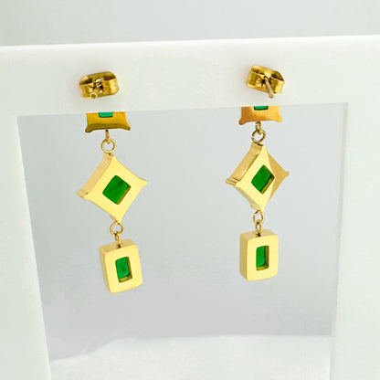 Gita Green & Gold Statement Drop Earrings