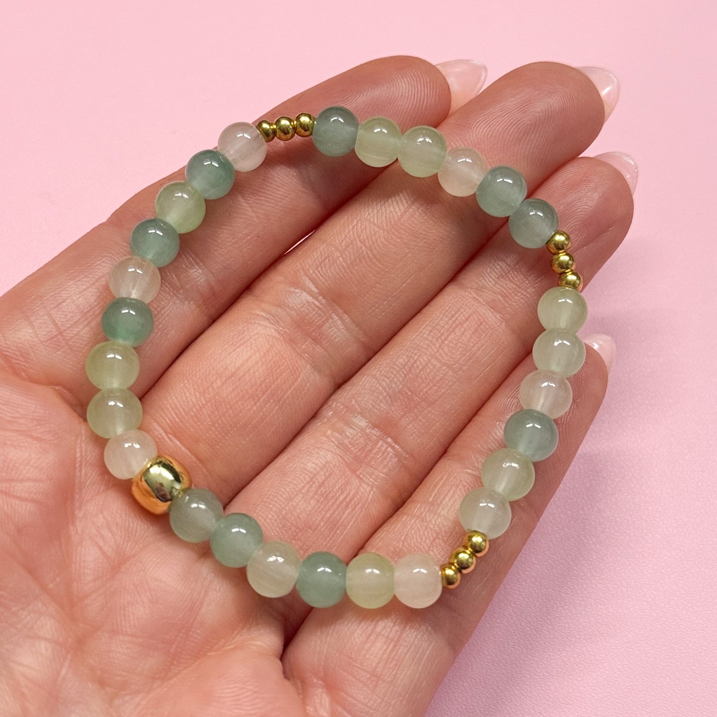 Green Glass Bead Bracelet