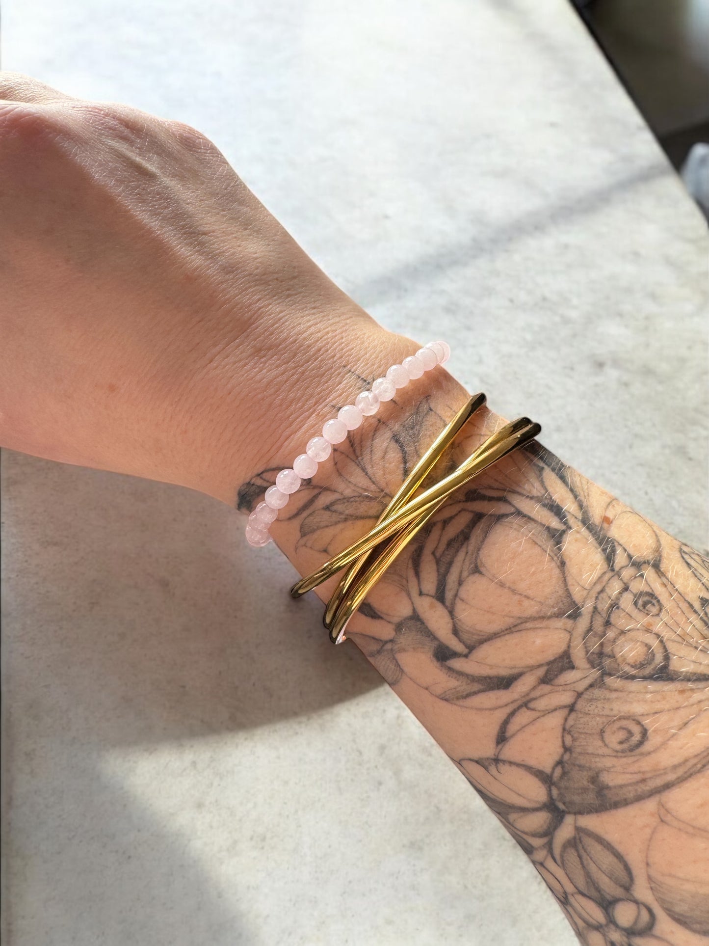 Harper Rose Quartz Gemstone Bead Bracelet | Adjustable