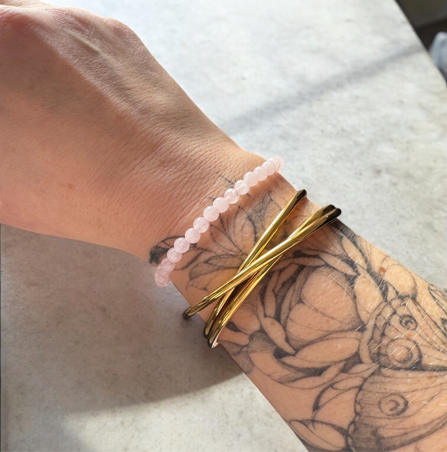 Harper Rose Quartz Gemstone Bead Bracelet | Adjustable
