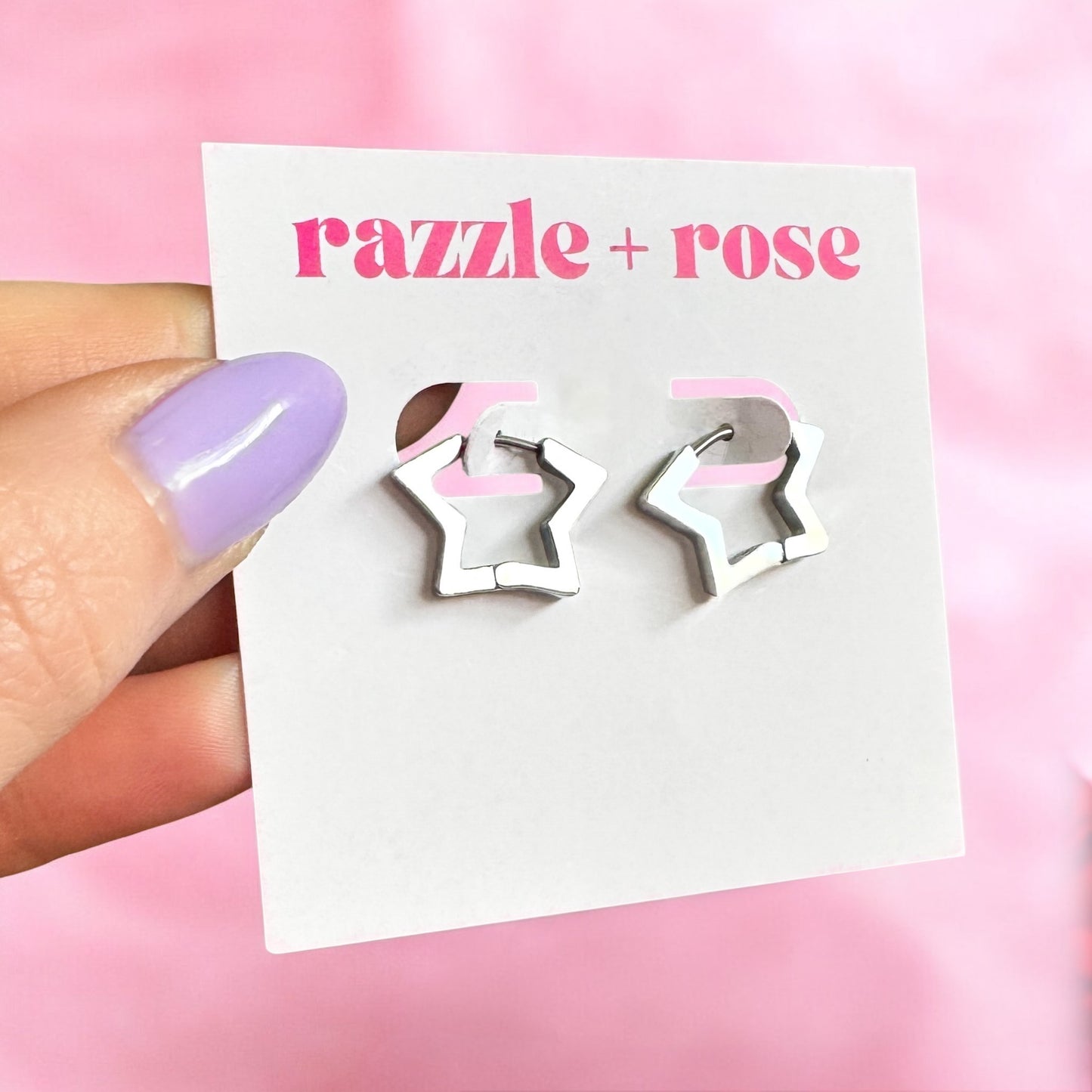 Bella Silver Star Hoop Earrings