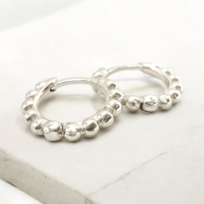 Cora White Gold Huggie Hoop Earrings - Razzle and Rose Jewellery