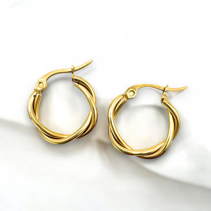 Claudia Gold Woven Medium Hoop Earrings - Razzle and Rose Jewellery