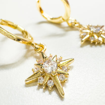 Alina Starburst Gemstone Small Hoop Drop Earrings - Razzle and Rose Jewellery