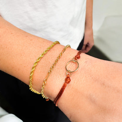 Una Gold Satin Cord Mocha Bracelet | Adjustable