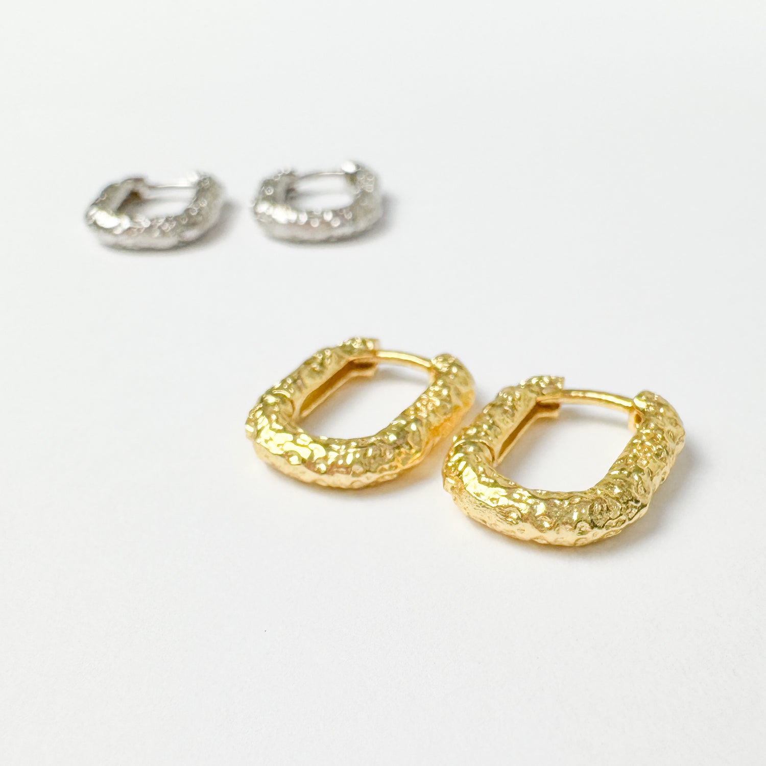 gold vermeil textured hoop earrings