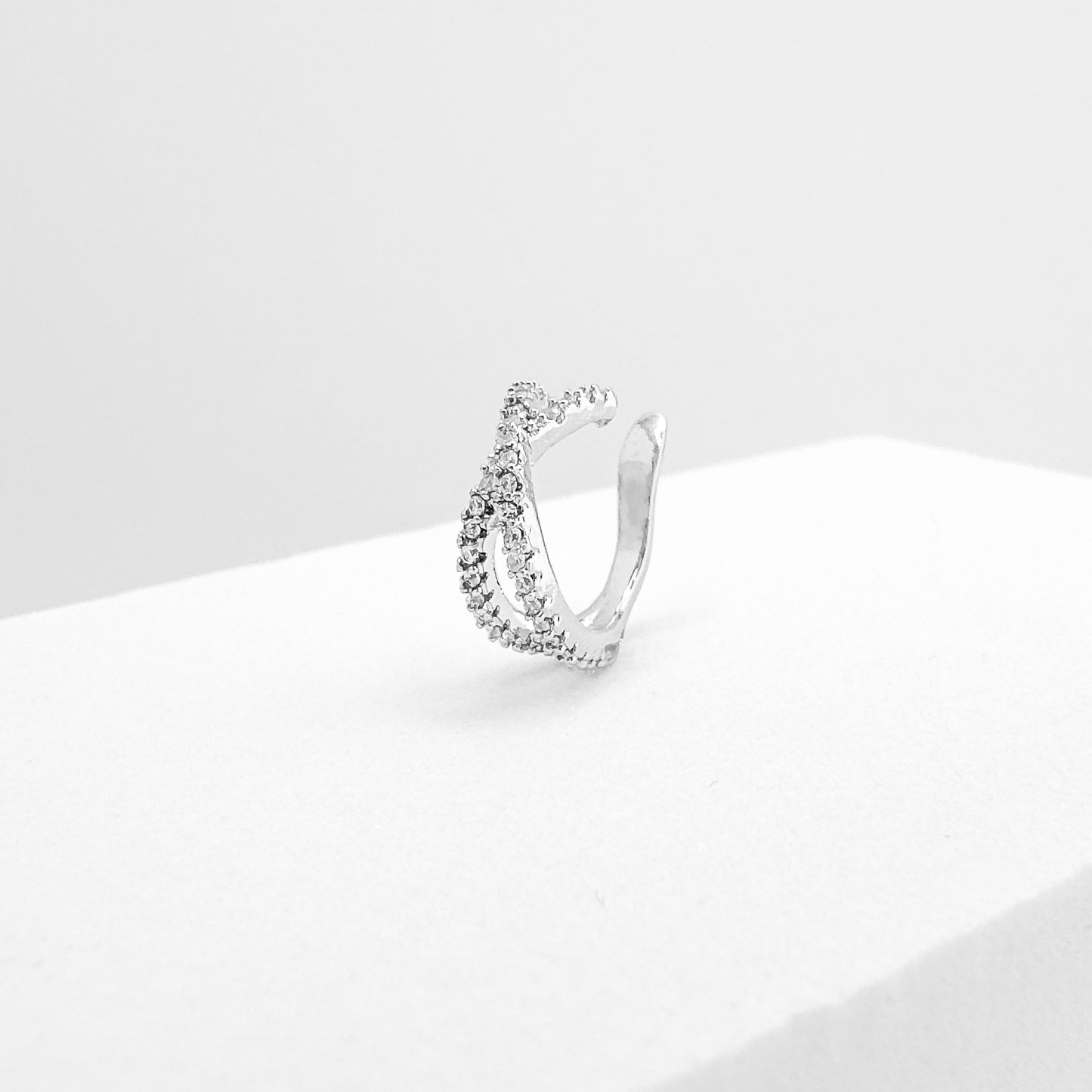 Imani White Gold Gemstone Double Ear Cuff