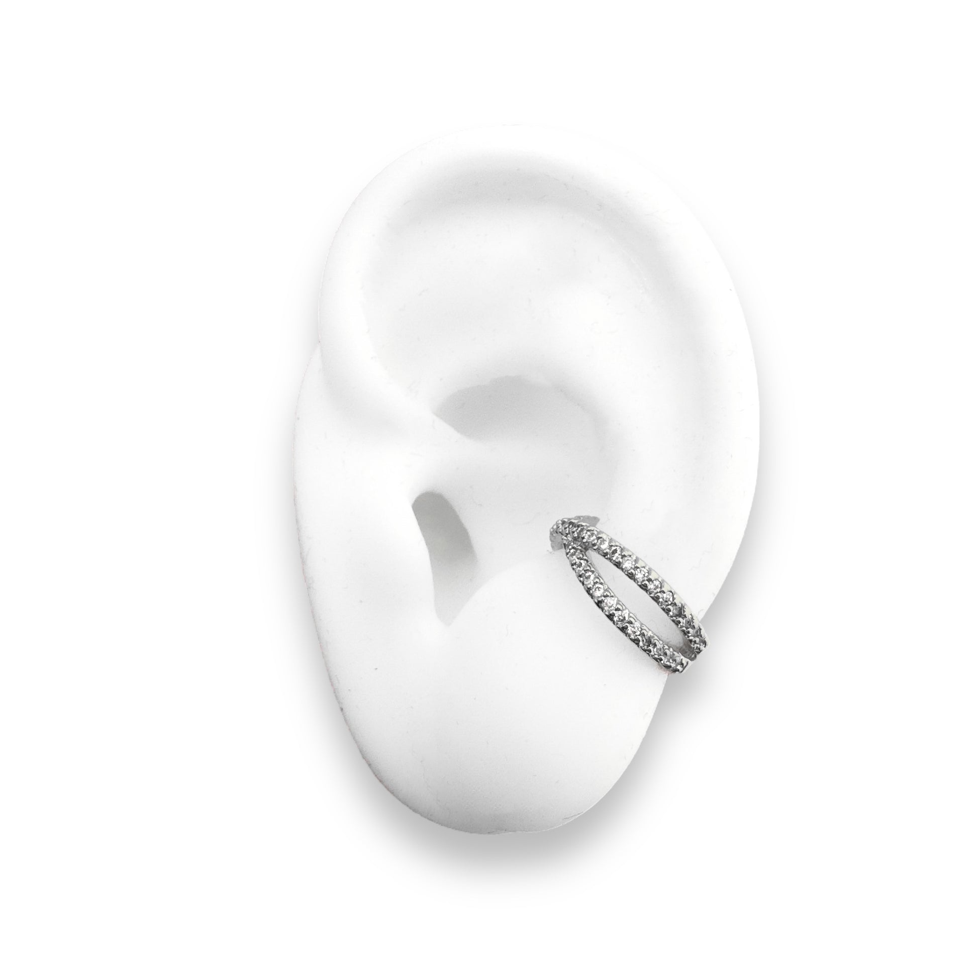Imani White Gold Gemstone Double Ear Cuff